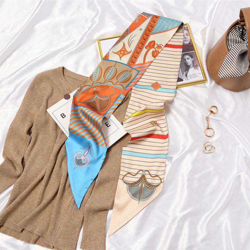 

Весенне-летняя ретро-лента для женщин, мягкий уютный шарф из искусственного шелка, классический универсальный шейный платок, длина, модные повязки на голову