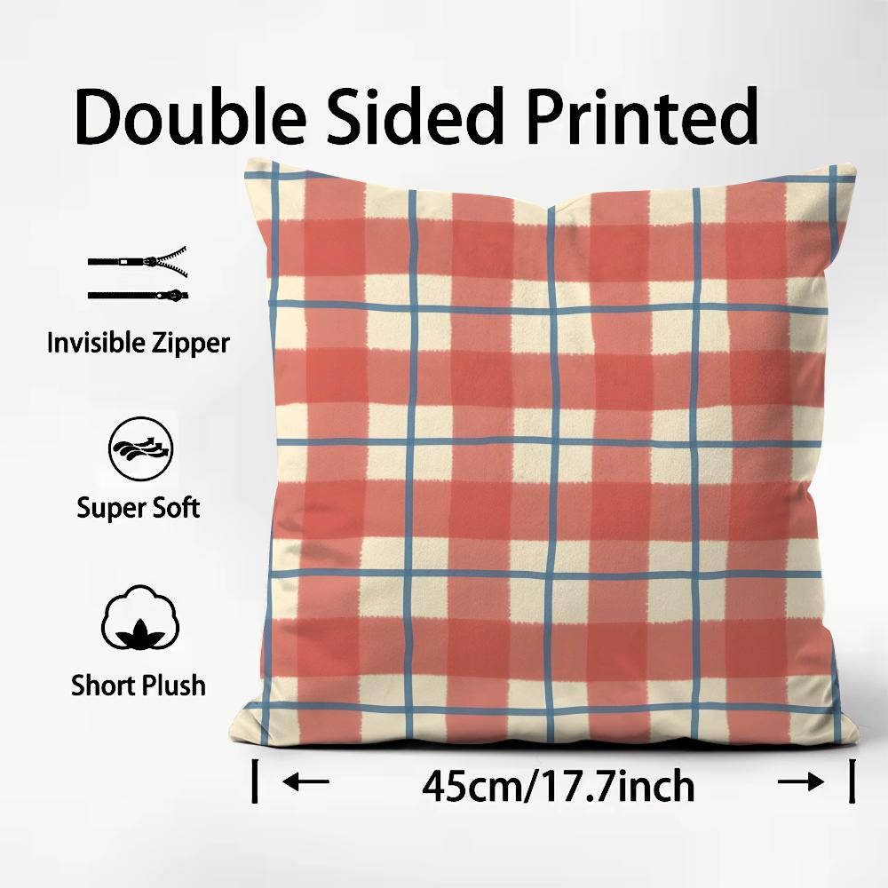 Plaid Luxury Cushion Cover Plush Fabric Soft DoubleSided Printed Sofa Warm Winter Home Child Gift Pillow Case