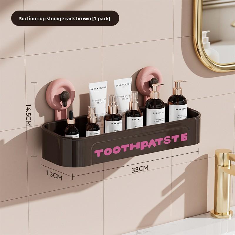 Suction cup storage rack, bathroom and toilet storage basket, no need for drilling, toilet and washbasin, wall-mounted storage