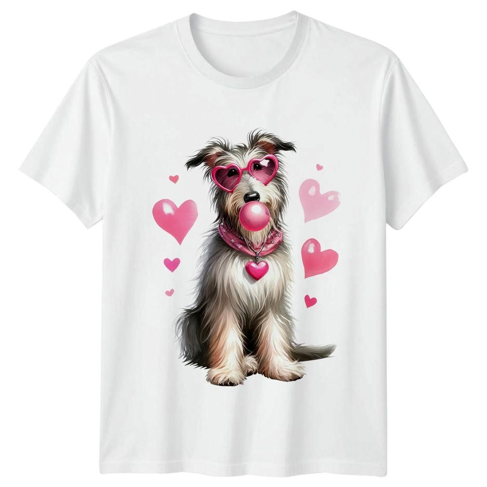 Cute Dog Wearing Heart Shaped Unisexs TShirt Terrier Schnauzer Dog Lover S