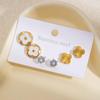 European & American Fashion Floral Heart Earrings with Zircon Stars - Versatile High-End Studs & Hoops for Women
