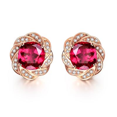 Luxus Rot Turmalin frauen Offene Ringe Runde Zirkon Edlen Schmuck Für Hochzeit Engagement