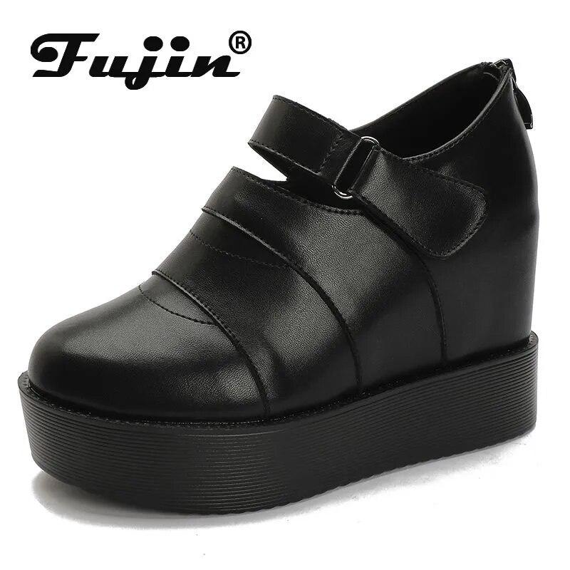

Fujin/Новые замшевые сандалии на танкетке с крючками на платформе, 11 см, удобные осенние женские сандалии в Риме, весенние модные туфли-лодочки на скрытом каблуке