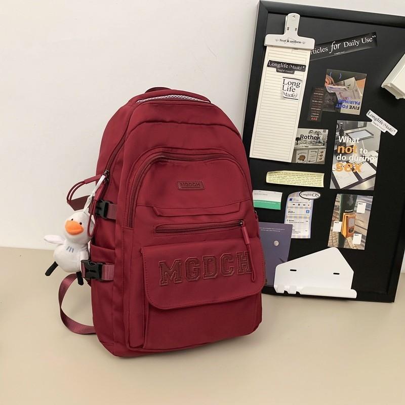 Versatile Large Capacity Waterproof Backpack Unisex Korean Style For Travel красный