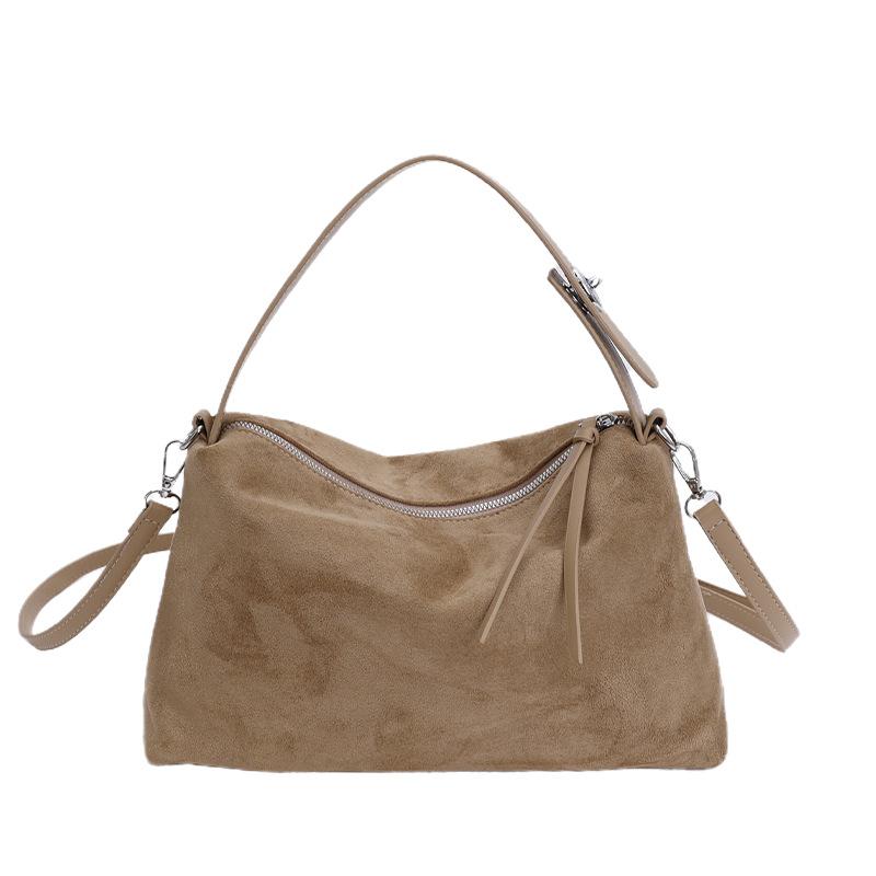 Autumn and winter Maillard color suede retro fashion shoulder messenger women's bag simple versatile bag