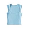 Women's Square Neck Sleeveless Crop Tank Top Slim Fit Solid Basic Camisole Shirt