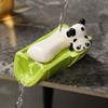 Bamboo Panda Soap Dish Ceramic Soap Rack No Punching Self Draining Soap Holder Counter Tray