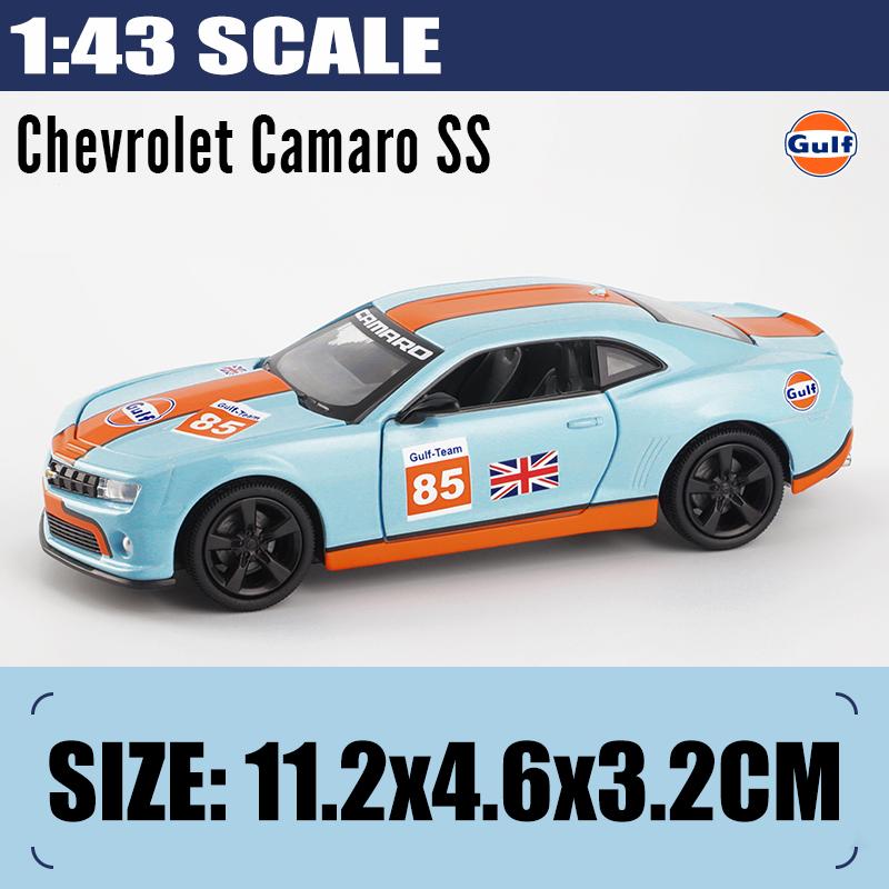1:43 Station-service Gulf Bus Fusca Ford Gt Camaro Modèle Réduit de Voiture de Course Métal Moulé sous Pression Maison Tendance Ornements d'Affichage de Bureau Cadeau