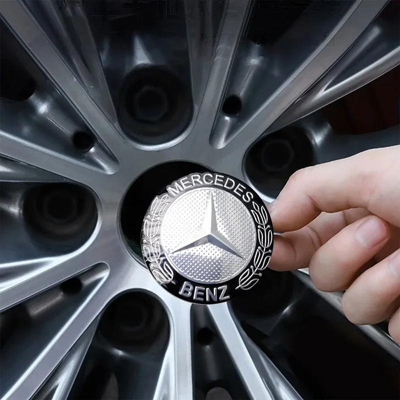 GLC GLB 4pcs 56mm Car Wheel Center Caps Stickers For Mercedes Benz AMG E S C A B Class GLE GLS CLS GLA GLK GLB W205 W206 W221 W
