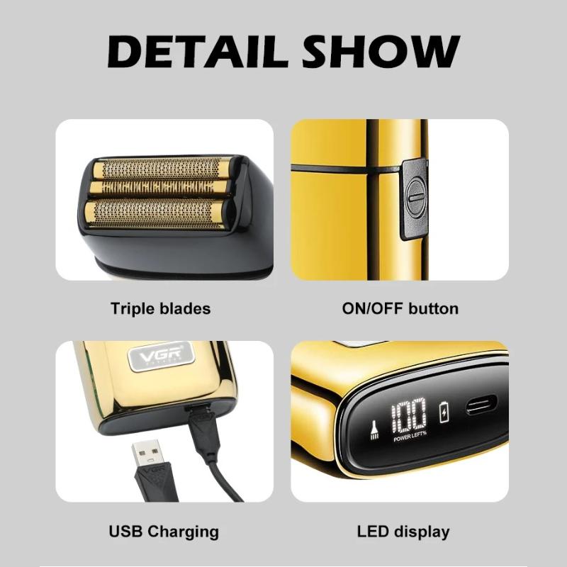VGR 356 High-end Metal Body Shaver High Endurance Dual-use Hair Trimmer Home Shaving Razor IPX5 Waterproof and Long-lasting Portable Men's Beard Razor