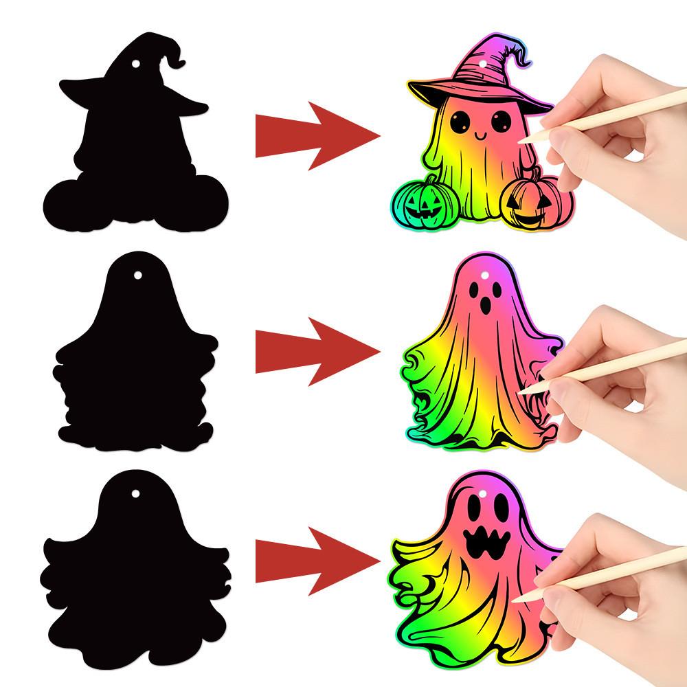 Ghost Colorful Themed Diy Scratch Card Halloween Party Props Decorations
