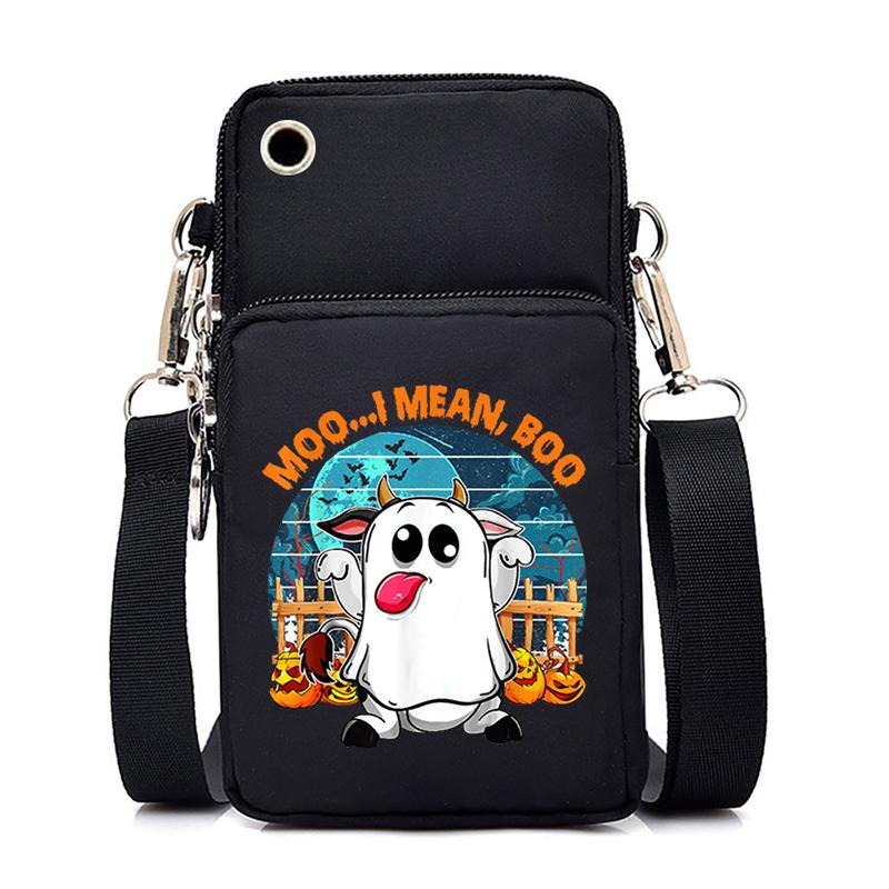 Ženy Mini taška na mobil Kreslená dýně Cat Crossbody Kabelky Halloween Muži Tote Peněženka Peněženka Taška přes rameno Kabelky pro teenagery