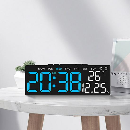 Reloj despertador multifuncional ultradelgado: Monitor de Temperatura y Humedad Interior, Termómetro Electrónico, Adherible Magnéticamente al Refrigerador