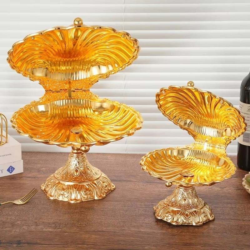 Durable Zinc Alloy High Foot Snacks Tray with European Shell Design for Corrosion Resistance and Easy Cleaning Maintenance.