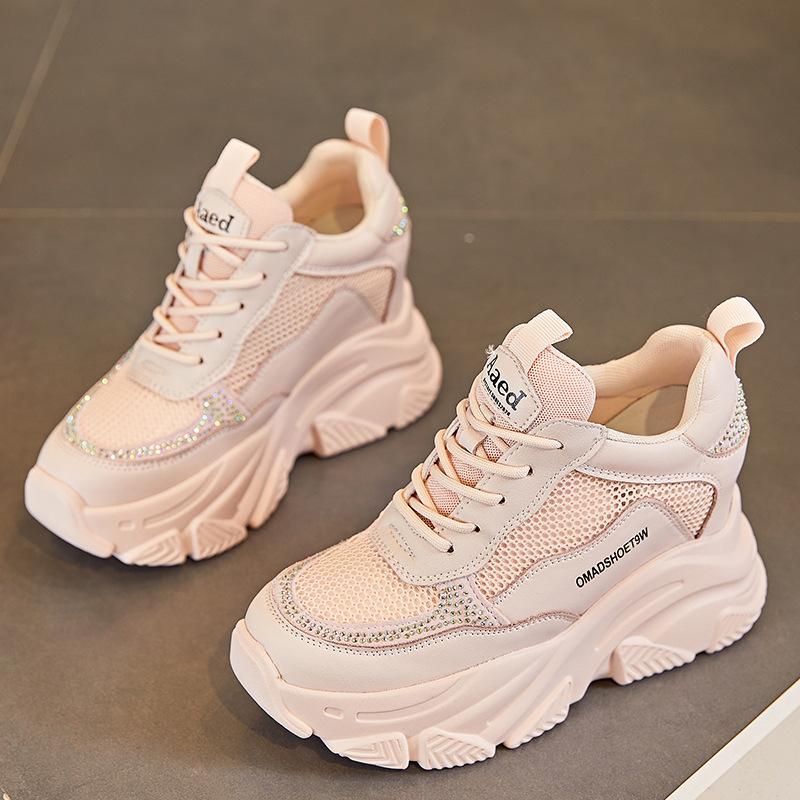 Daddy shoes women's tide summer new mesh breathable small thick sole inner height increase casual white shoes