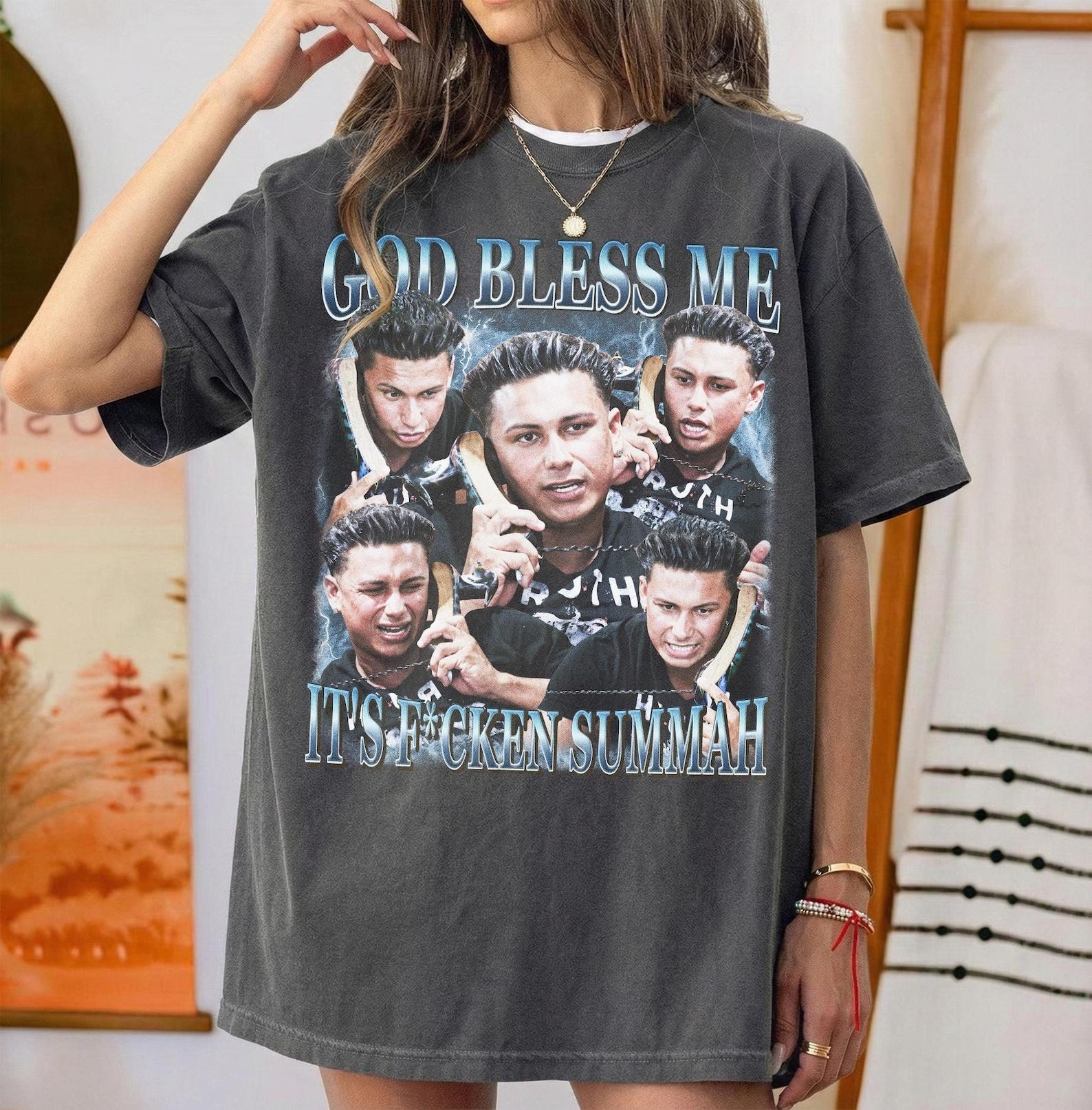 Retro 90 s Comfort Colors God Bless Me It s F*Cken Summah T-Shirt, Summer Party Fan Bootleg Tee T-Shirt, DJ Pauly D Fan Gift 3XL