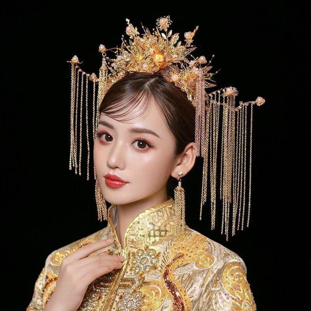 Long Tassels Bridal Headwear Sparkling Phoenix Crown Fashion Crown Hair Clip  Wedding
