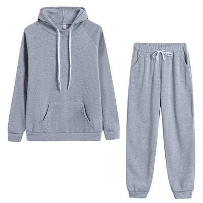 Conjunto de Sudadera con capucha de Color liso para mujer, conjunto de dos piezas de manga larga con bolsillo, Sudadera con capucha, conjunto de Sudadera con capucha y pantalones