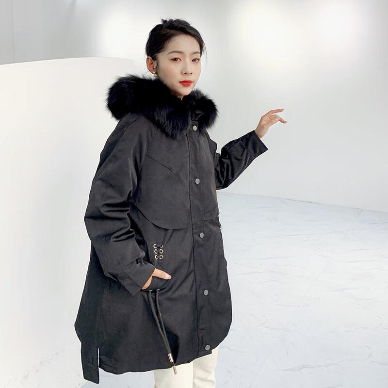 KAISER Women's Hooded Fox Fur & Rabbit Lined Winter Parka