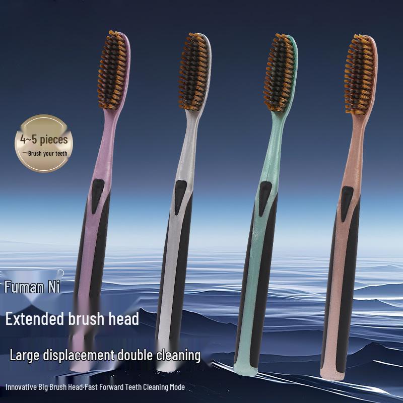 

Adult U-Shaped Toothbrush with Medium-Soft Bristles, Wide Ultra-Fine Head, Silver Protection, for Men