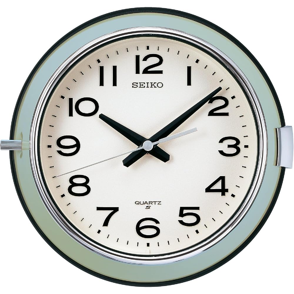Seiko Clock Wall Clock, Quartz, Analog, Metal Frame, Green, 221x232x63mm, KX816M