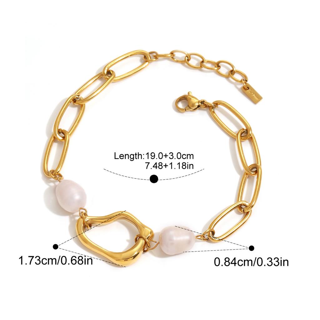 Ocean Style Stainless Steel Natural Pearl Drop Necklace Bracelet Anti Allergic Metal High Quality Daily Jewelry Gift