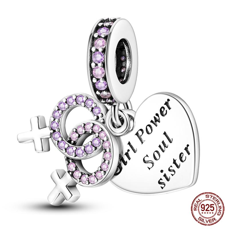 Real Copper Pink Series Heart Charms Beads Fit Qikaola Original Bracelets Diy Mother'S Day Jewelry Gift For Mom