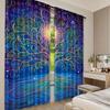 2Pcs Vintage Curtain Tree Of Life With Floral Style Artwork Meditation Peace Design Suitable For Bedroom Bathroom Living Room
