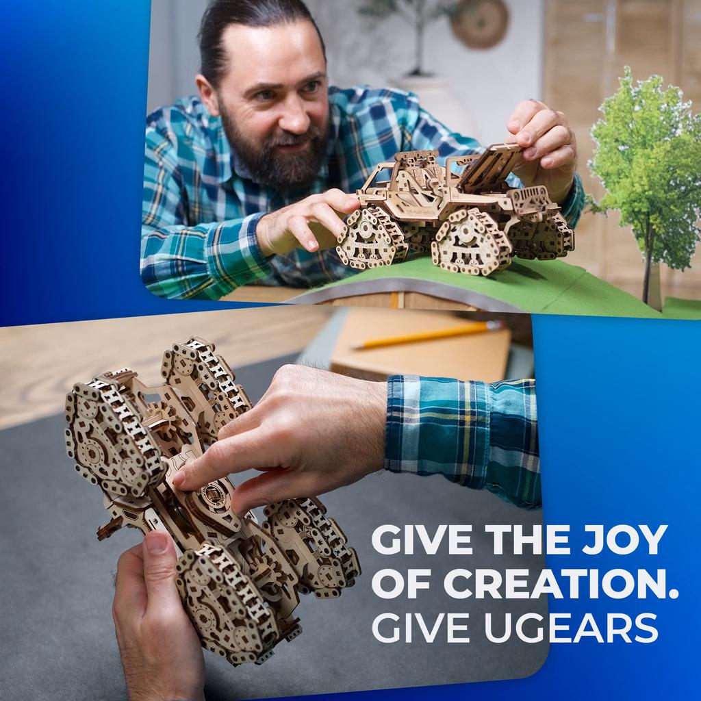 Ugears 4WD Tracked Off-Road Vehicle 70204 Wooden Puzzle, Crafts & Model Building Kit, No Glue or Tools Required, for Adults and Kids