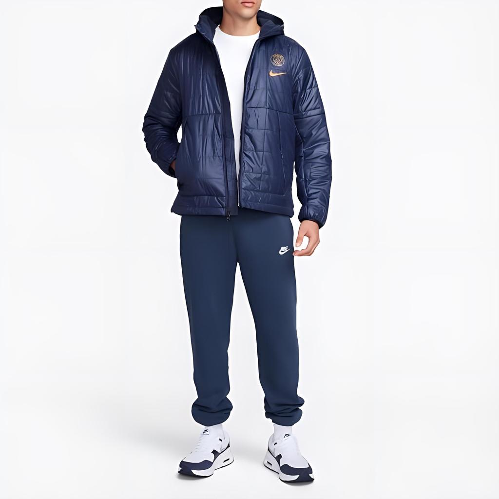 Nike Solid Color Hooded Casual Long Sleeve Cotton Jacket Men Jackets Navy-Blue DV4821-498