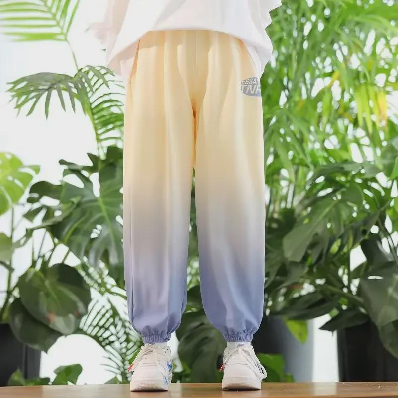 Boys' 2023 Summer Gradient Quick-Dry Ice Silk Anti-Mosquito Loose Sports Pants