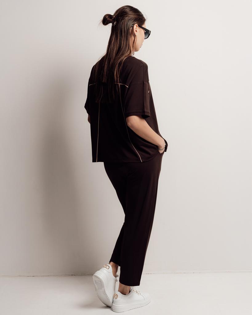 Women's Suit Butella 16544 M Chocolate (T-shirt, Pants)