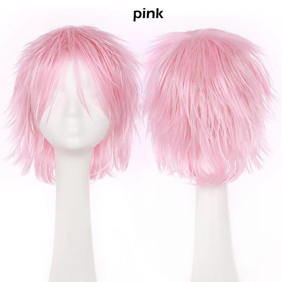 S-noilite Synthetic Short Wig Blue Brown Black Women Men Cosplay Costume Party Head Wigs Hair