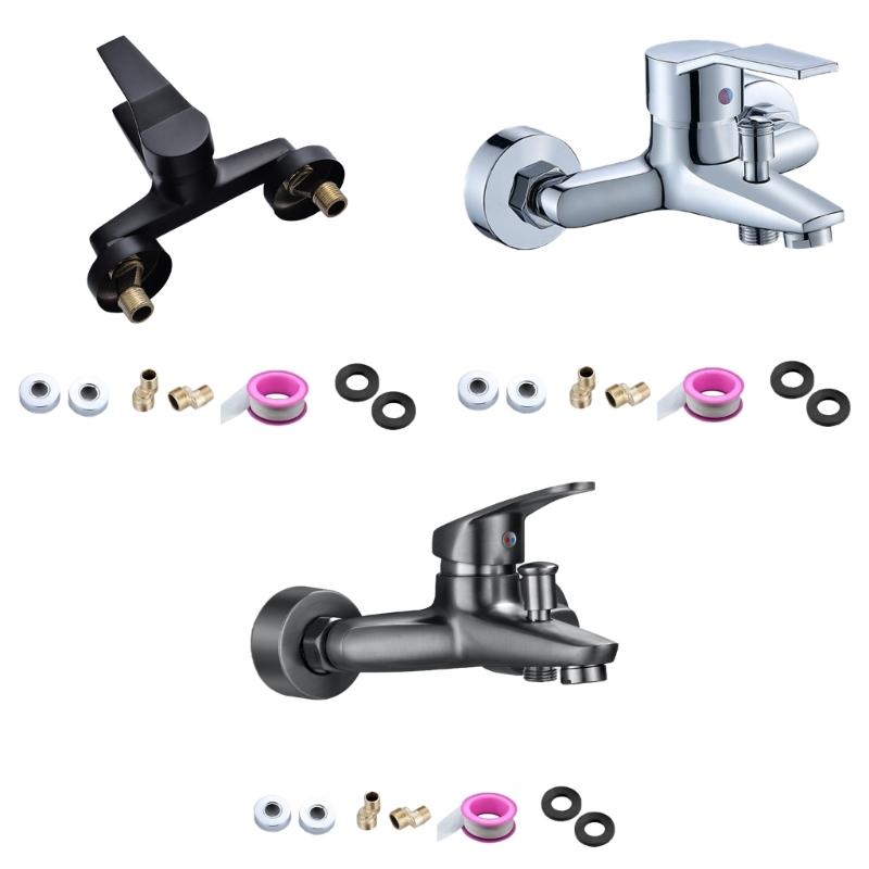 Wall Mounted Hot Cold Water Mixer Tap Bathtub Faucet Zinc Alloys Bathroom Shower Faucet Double Spout Single Handle