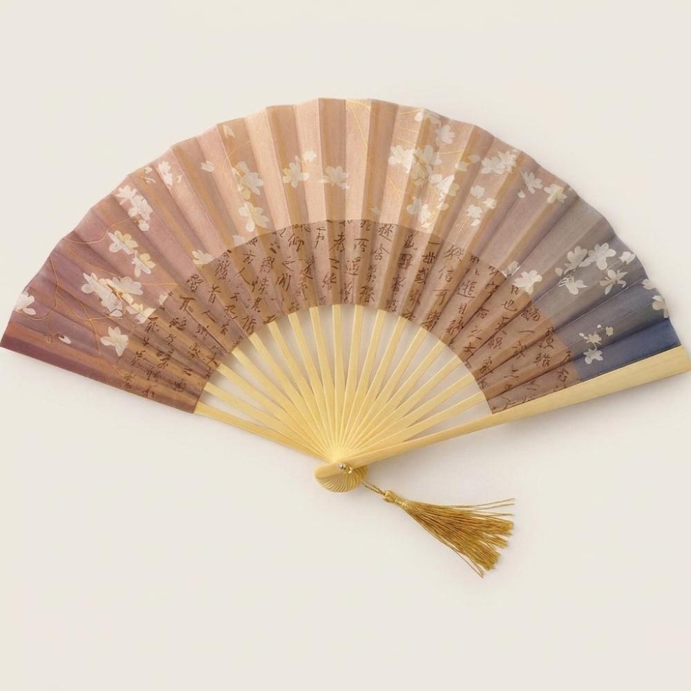 Exquisite Ancient Style Printing Folding Fan Vintage Handheld Fan Bamboo Fan Classical Dance