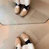 Sheepskin~ Square head pig nose leather shoes elastic band ballet Mary Jane shoes women's thick heel light mouth versatile single shoes