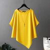 Maglione T-shirt Irregolare Manica Corta Donna Girocollo Bat Seta di Ghiaccio Coreano Taglia Larga Orlo Diagonale Top