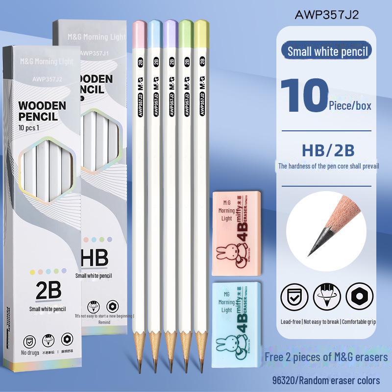 Morning Light HB Lead-Free White Pencil for Kindergarten & Primary Students