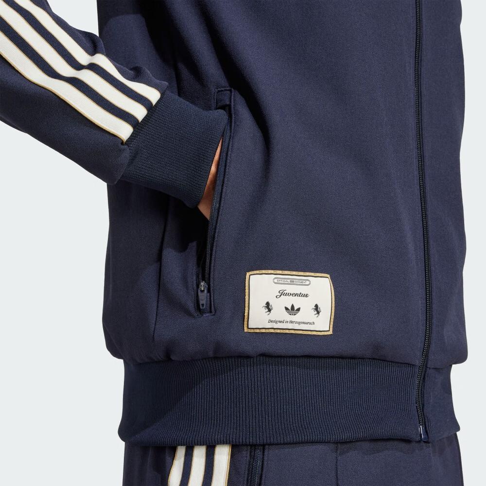 Adidas Originals X Juventus Collaboration Striped Comfortable Soft Versatile Slim Jacket Men Jacket Legendary-Black JF0459