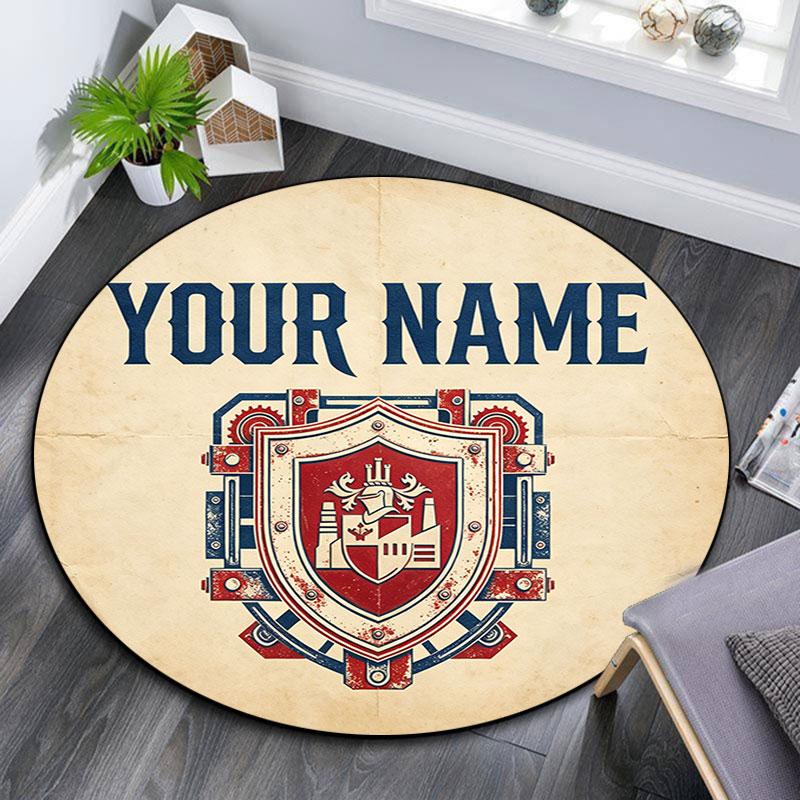 Custom Name,Atlético Madrid pattern round rug,Carpet Rug for Living Room Bedroom Playroom ,Non-slip Floor Mat,Holiday Gifts and Birthday Gifts.