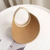 New Summer Raffia Straw Sun Protection Hat Open Top Straw Hat Striped Versatile Uv Protection Women'S Casual Baseball Cap
