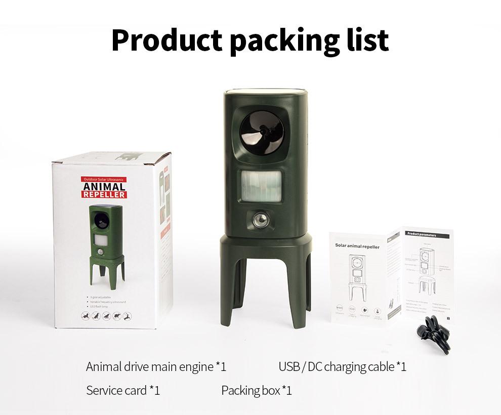 Solar-Powered Ultrasonic Animal Repeller: Waterproof Device for Birds, Rodents, and Cats