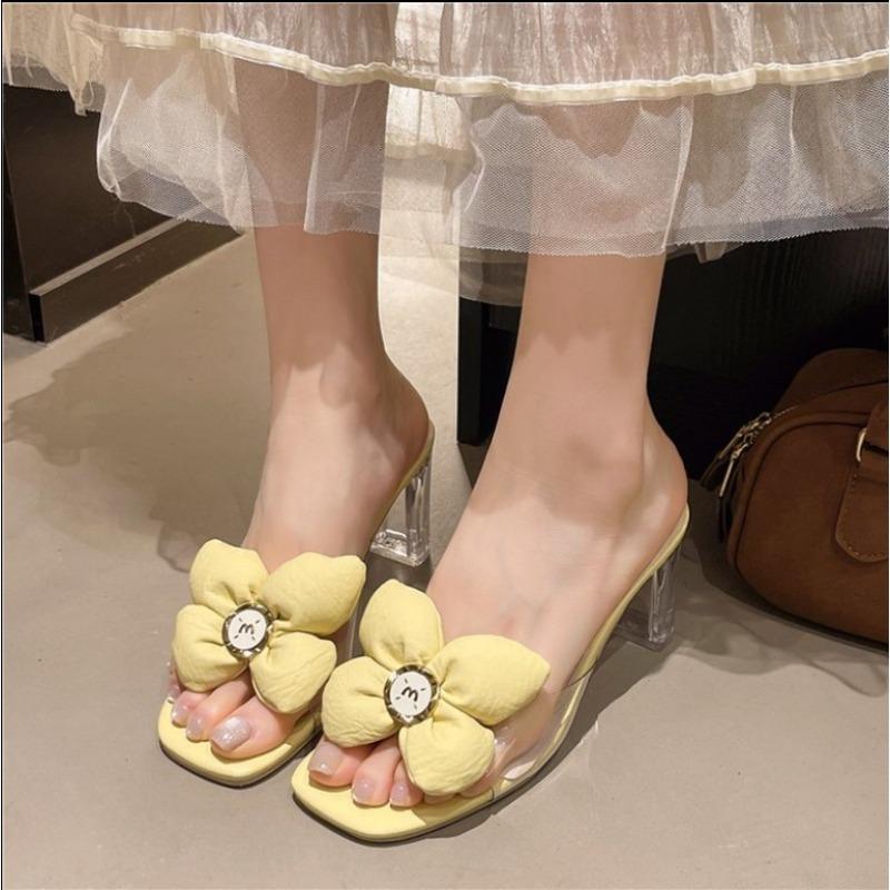 Fashion 2025Transparent Crystal Slippers with High HeelsFashion Sandals, Summer Beach Casual Thick High Heels Sandals,
