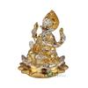 Gold & Silber Ganesha Idol Murti Sitzend auf Lotus Kamal Heimdeko und Geschenke (5x5x6cm)