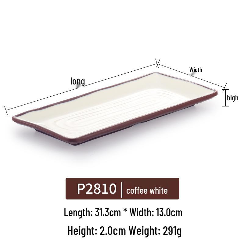 Melamine Rectangular Plate for BBQ & Side Dishes - Imitation Porcelain Tableware