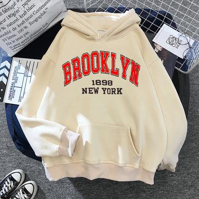 Felpa con cappuccio da donna a maniche lunghe Boston Brooklyn Lettera Stampa Felpa con cappuccio moda donna Felpa con cappuccio oversize New York Felpa Donna Donna Felpe Brooklyn Abbigliamento