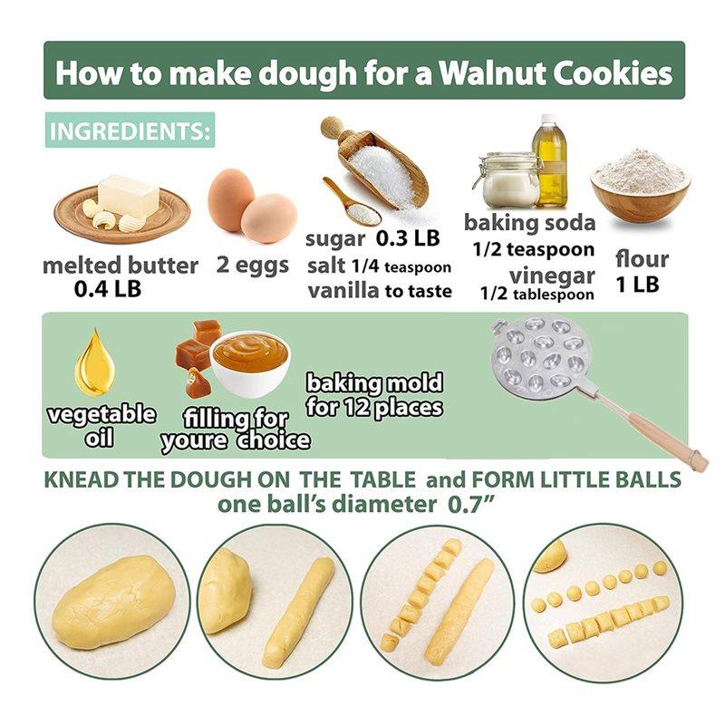 ABBP-Cookie Assorted Maker,12 Form Skillet,Oreshki Mold,Cookie Candy Maker Griddle - Walnut Press Pastry