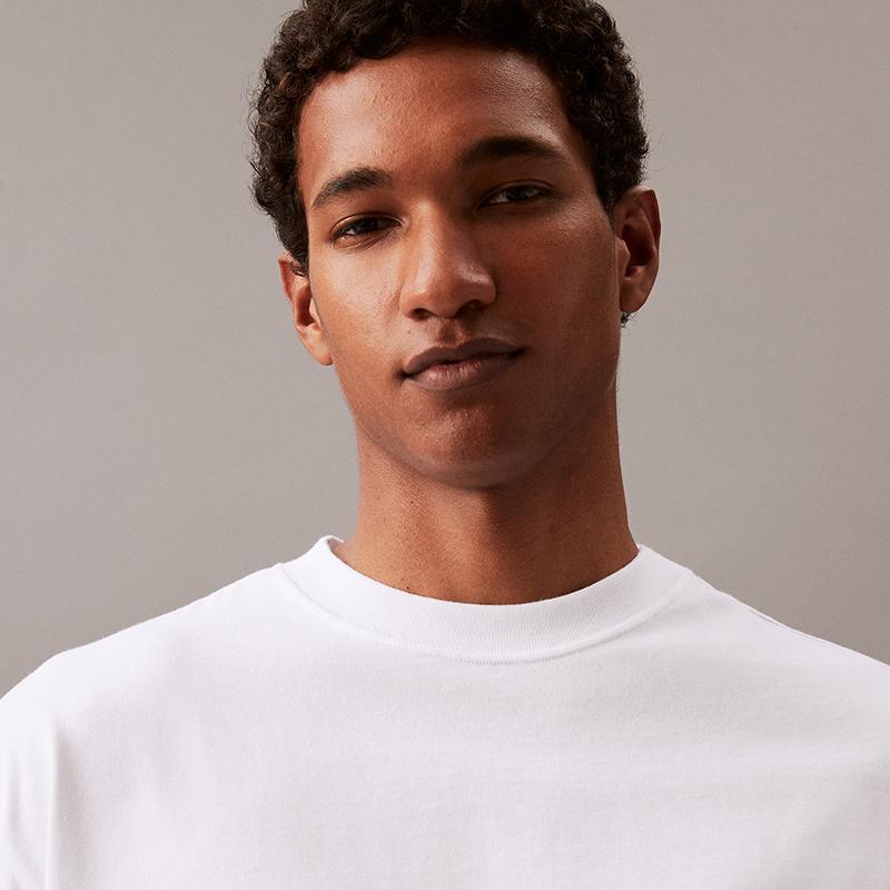 Calvin Klein Jeans Solid Color Letter Print Pullover Short Sleeve T-Shirt Unisex Tops White 40HM228-24S-YAA