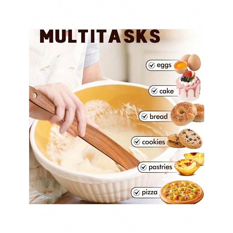 1pc Premium Teak Wood Spurtle - Narrow Design For Sourdough Starter, Mixing, And Reaching Jar Bottoms, Strong, Kitchen Utensil For Nonstick Cookware