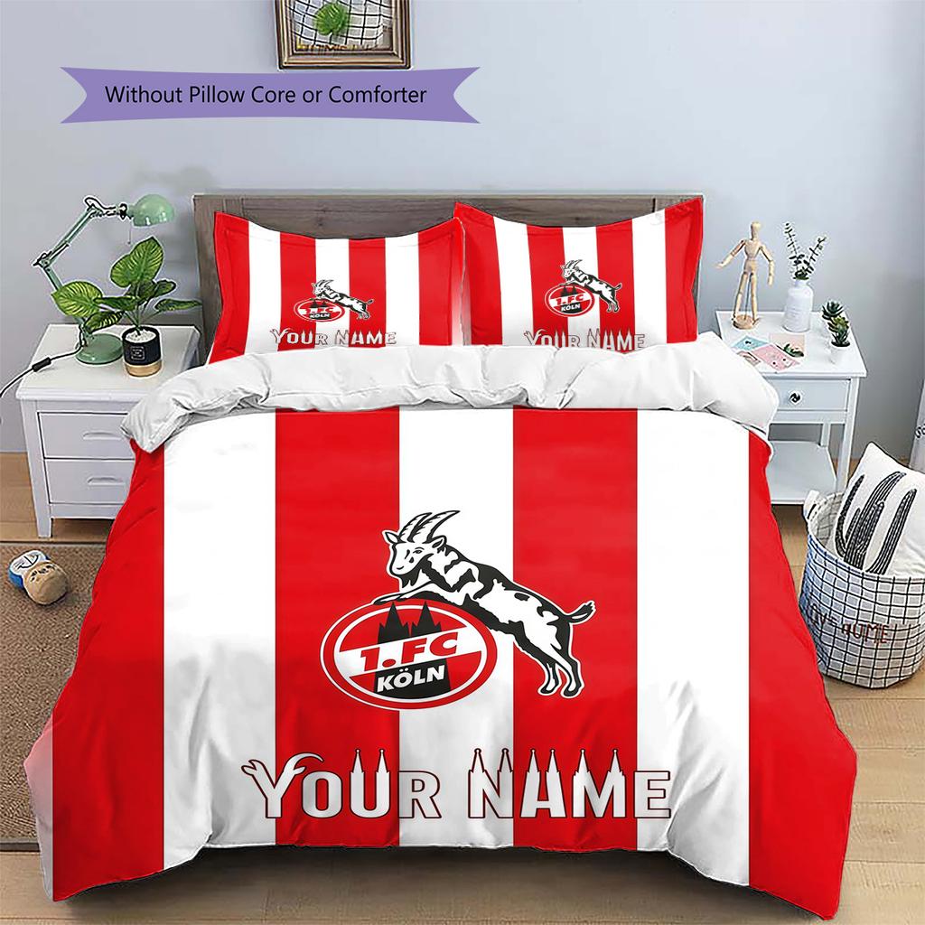 Custom Name 1.FC Köln Pattern Bedding Quilt Set Home Decoration Gift (1 * duvet cover + 2 * pillowcase without core)